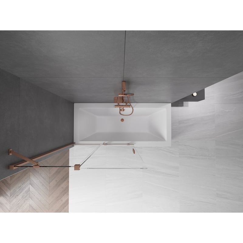 Mexen Velar 2-panel sliding bathtub screen 110 x 150 cm, transparent, brushed copper - 896-110-000-01-65