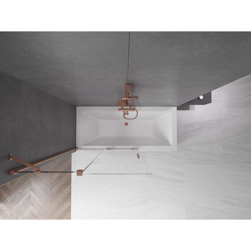 Mexen Velar 2-wing sliding bathtub screen 110 x 150 cm, transparent, brushed copper - 896-110-000-01-65