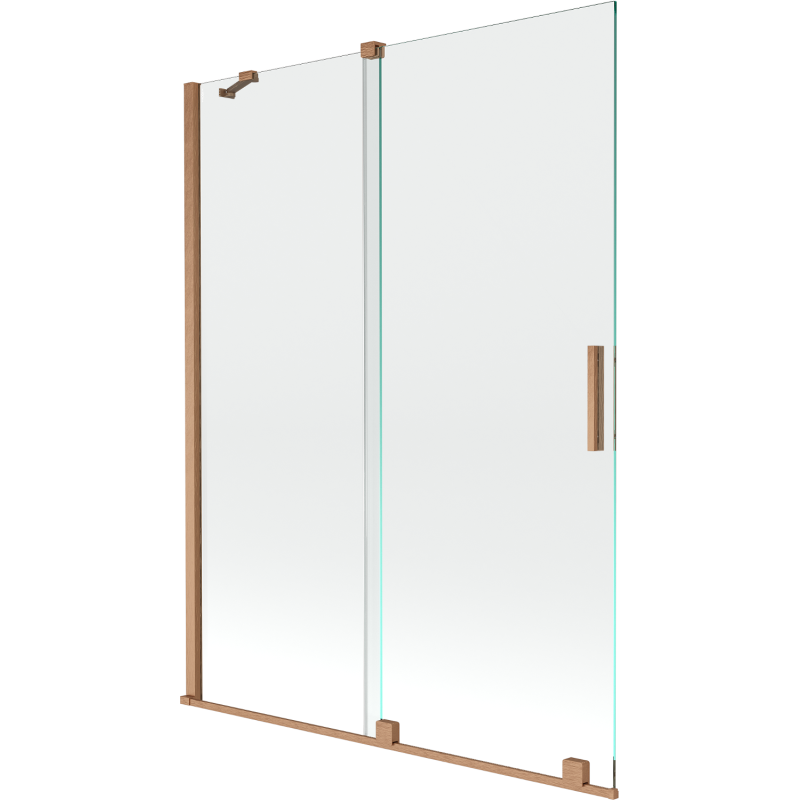 Mexen Velar 2-panel sliding bath screen 130 x 150 cm, transparent, brushed copper - 896-130-000-01-65