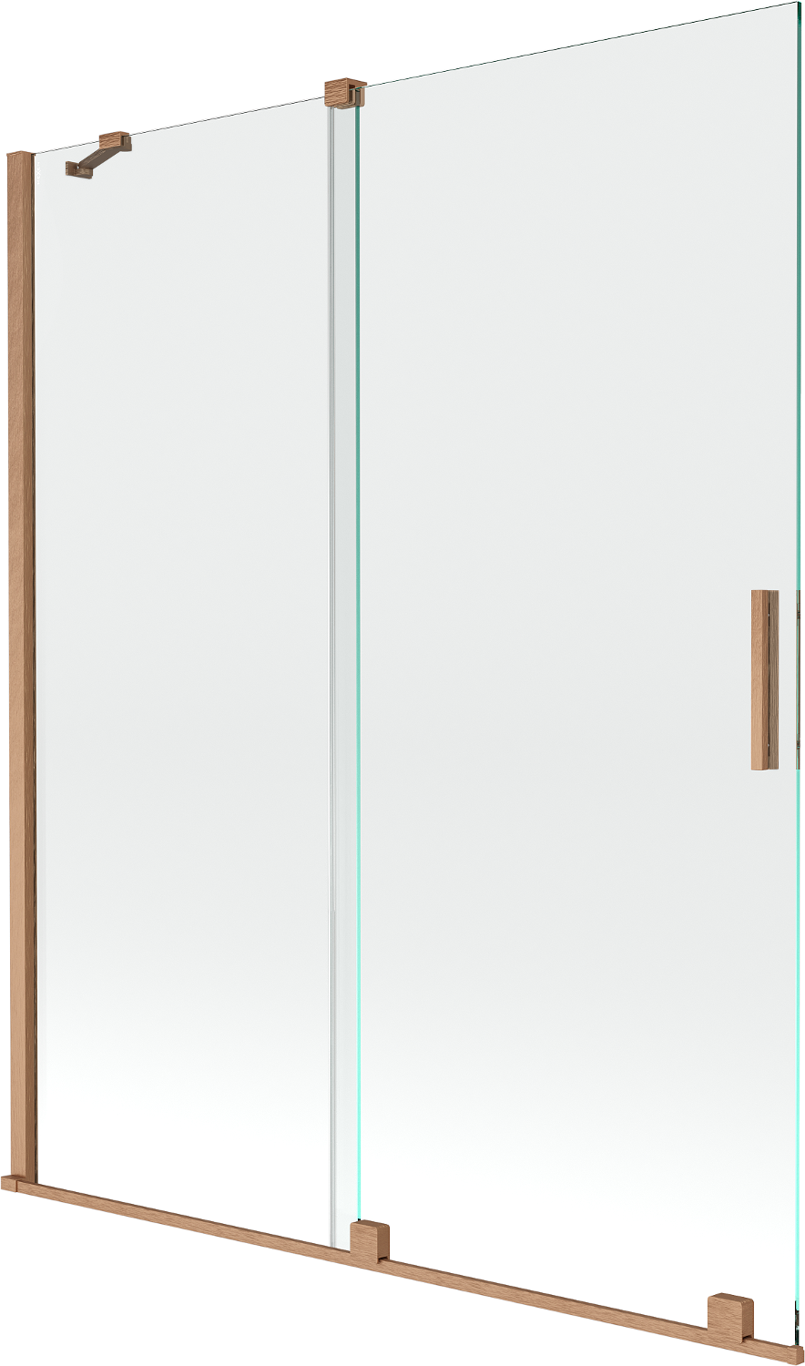 Mexen Velar 2-wing bathtub screen Sliding 140 x 150 cm, transparent, brushed copper - 896-140-000-01-65