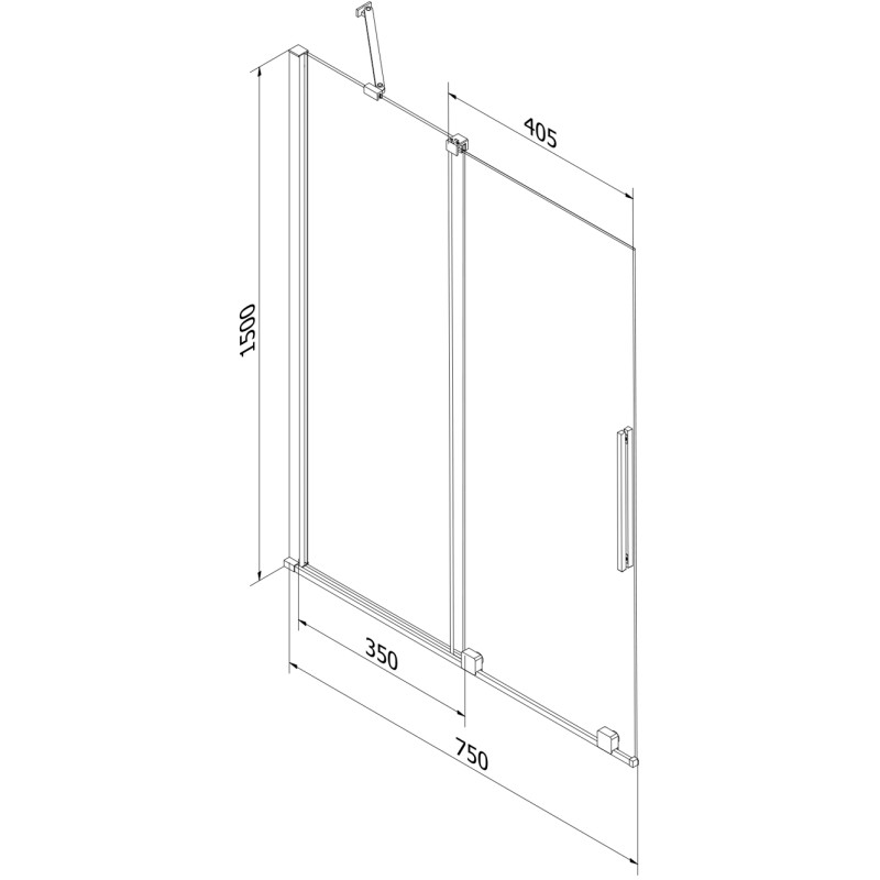 Mexen Velar 2-panel sliding bathtub screen 75 x 150 cm, transparent, brushed gun gray - 896-075-000-01-66
