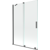 Mexen Velar 2-wing retractable bathtub screen 120 x 150 cm, transparent, brushed gun gray - 896-120-000-01-66