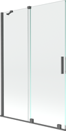 Mexen Velar 2-wing retractable bathtub screen 120 x 150 cm, transparent, brushed gun gray - 896-120-000-01-66