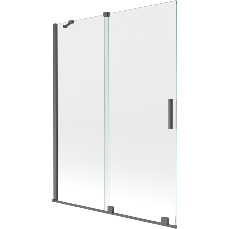 Mexen Velar 2-panel sliding bath screen 130 x 150 cm, transparent, brushed gun gray - 896-130-000-01-66