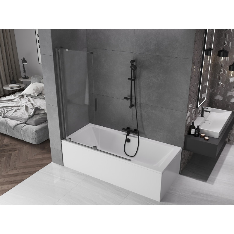 Mexen Velar 2-panel sliding bathtub screen 130 x 150 cm, transparent, brushed gun gray - 896-130-000-01-66
