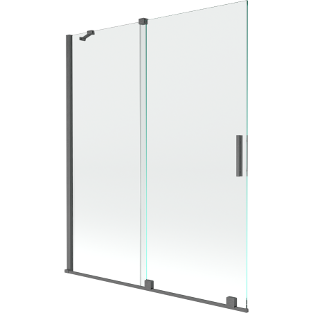Mexen Velar 2-panel retractable bathtub screen 140 x 150 cm, transparent, brushed gun gray - 896-140-000-01-66