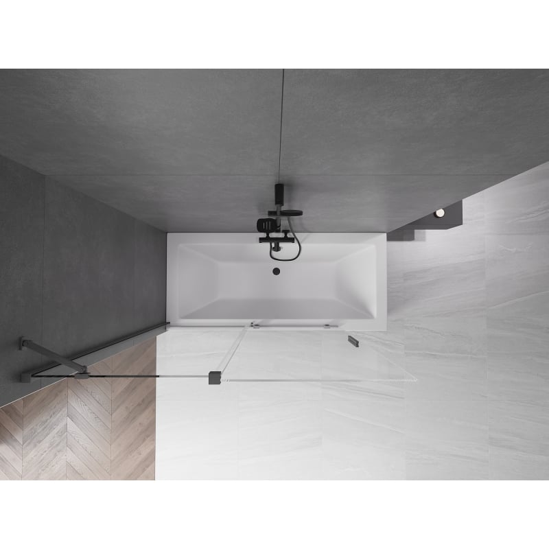 Mexen Velar 2-panel retractable bathtub screen 140 x 150 cm, transparent, brushed gun gray - 896-140-000-01-66