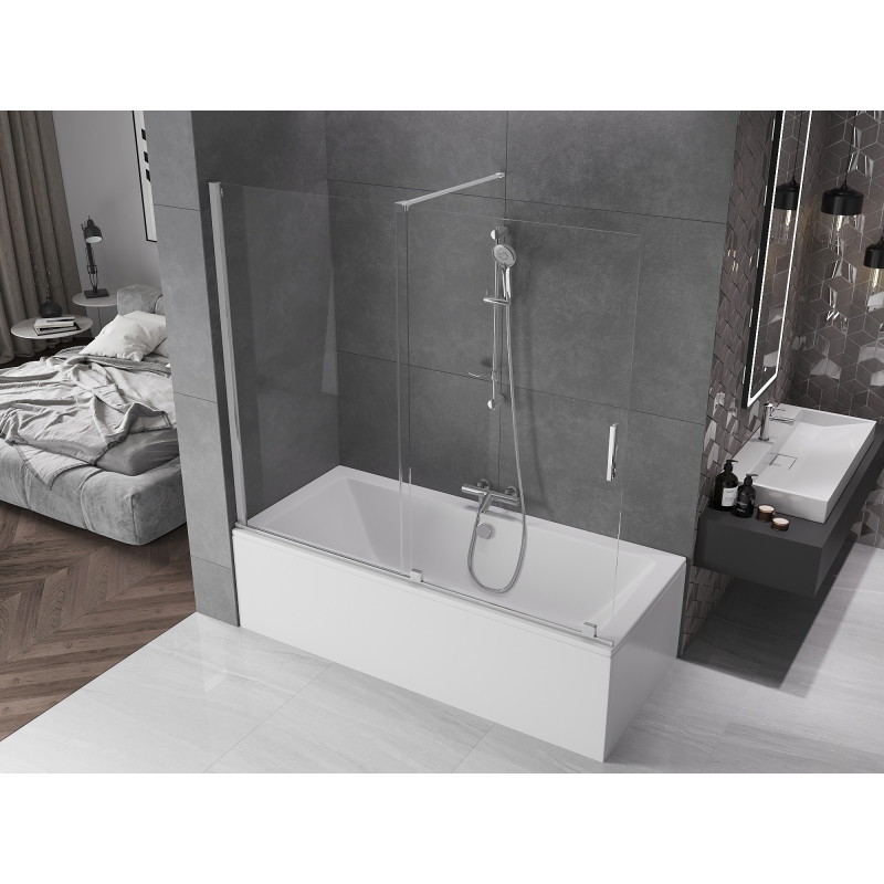 Mexen Velar bathtub screen 2-wing sliding 180 x 150 cm, transparent, chrome - 896-180-000-01-01