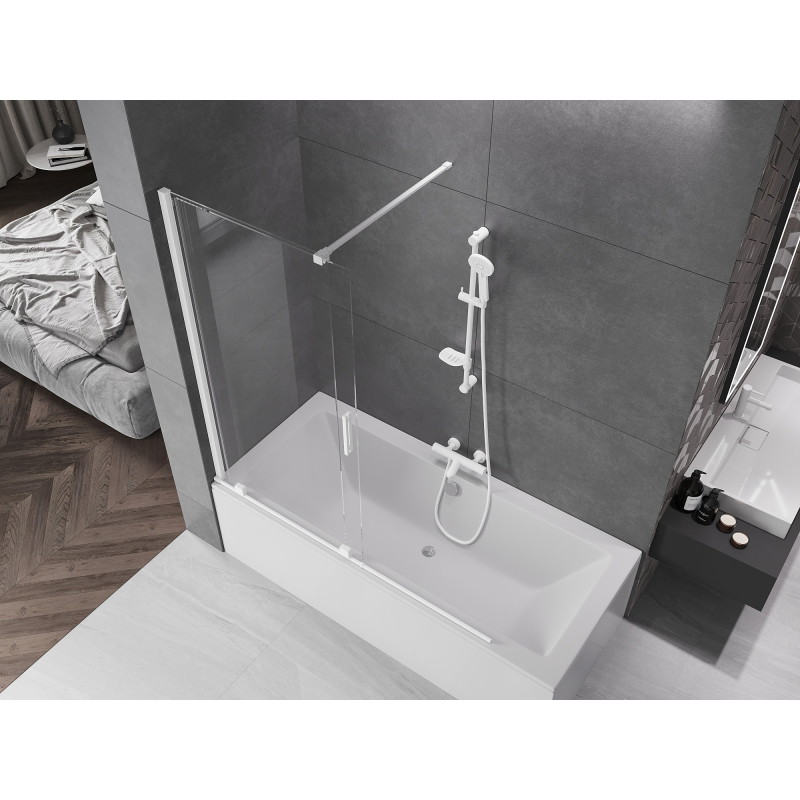 Mexen Velar 2-wing sliding bathtub screen 150 x 150 cm, transparent, white - 896-150-000-01-20