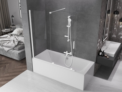 Mexen Velar 2-wing sliding bathtub screen 150 x 150 cm, transparent, white - 896-150-000-01-20