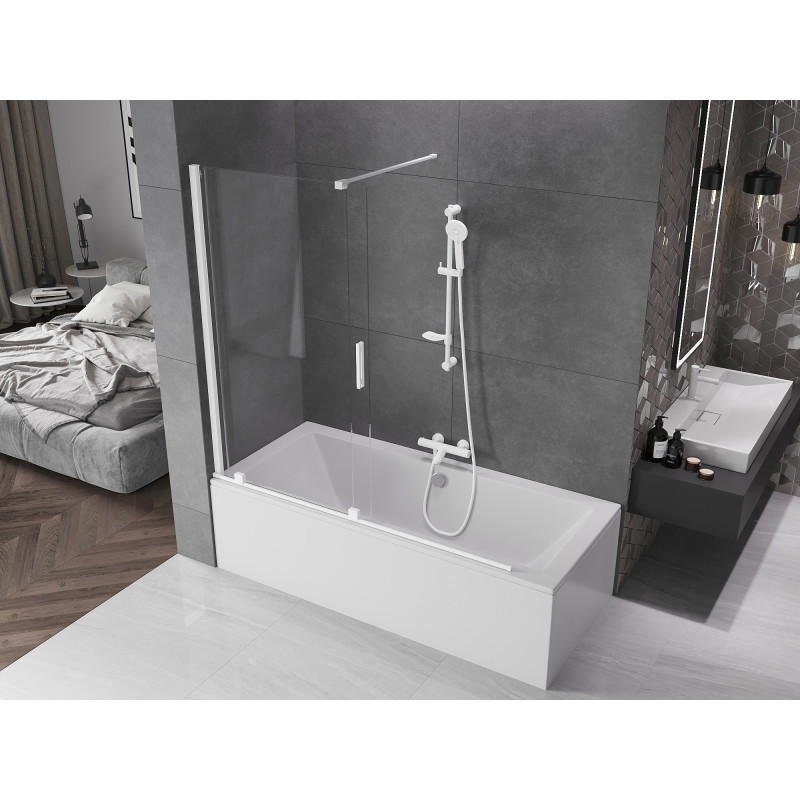 Mexen Velar two-panel sliding bathtub screen 160 x 150 cm, transparent, white - 896-160-000-01-20