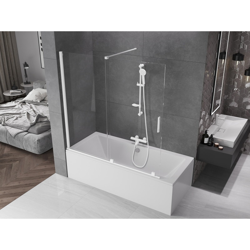 Mexen Velar two-panel sliding bathtub screen 160 x 150 cm, transparent, white - 896-160-000-01-20