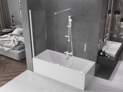 Mexen Velar 2-Panel Sliding Bathtub Screen 180 x 150 cm, Transparent, White - 896-180-000-01-20