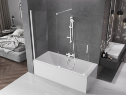 Mexen Velar 2-wing bathtub screen Sliding 180 x 150 cm, transparent, white - 896-180-000-01-20