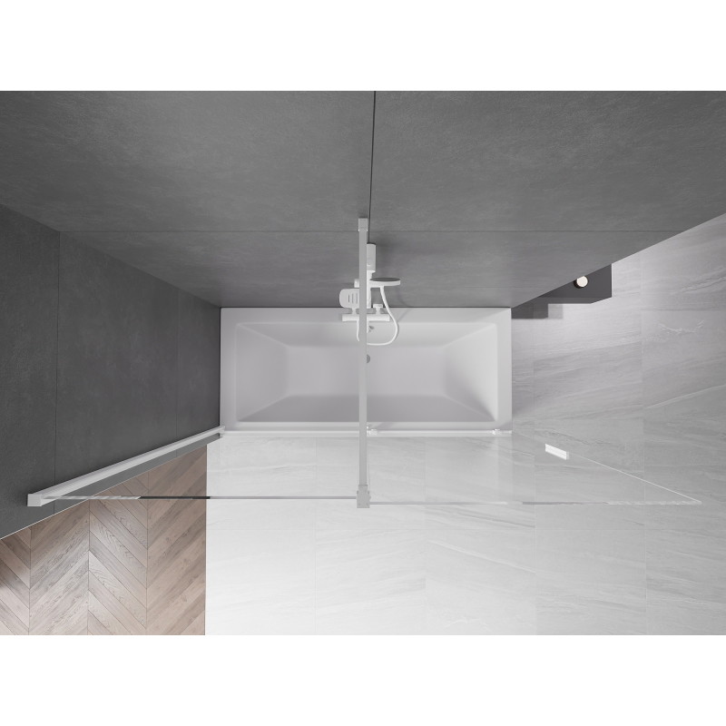 Mexen Velar 2-wing Sliding Bathtub Screen 180 x 150 cm, Transparent, White - 896-180-000-01-20