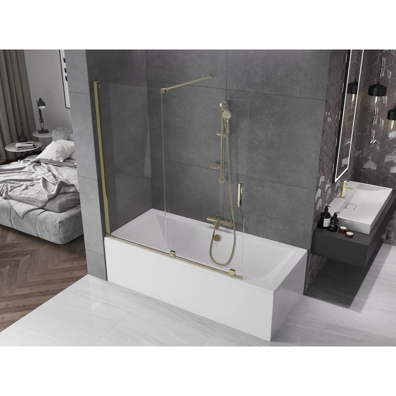 Mexen Velar 2-panel sliding bathtub screen 150 x 150 cm, transparent, gold - 896-150-000-01-50