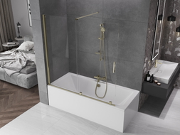 Mexen Velar 2-panel sliding bathtub screen 160 x 150 cm, transparent, gold - 896-160-000-01-50