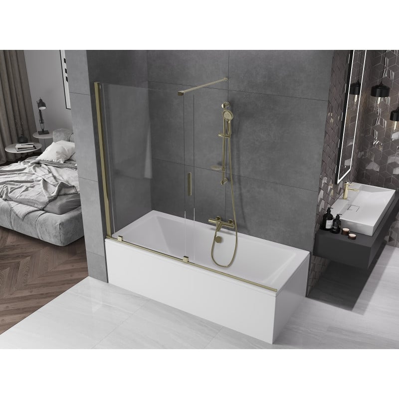Mexen Velar 2-panel sliding bathtub screen 180 x 150 cm, transparent, gold - 896-180-000-01-50
