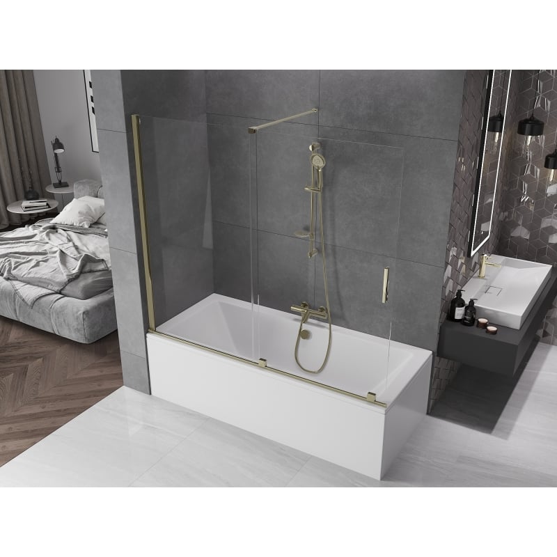 Mexen Velar 2-panel sliding bath screen 180 x 150 cm, transparent, gold - 896-180-000-01-50