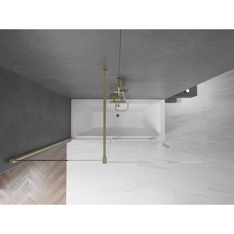 Mexen Velar 2-wing sliding bathtub screen 160 x 150 cm, transparent, brushed gold - 896-160-000-01-55