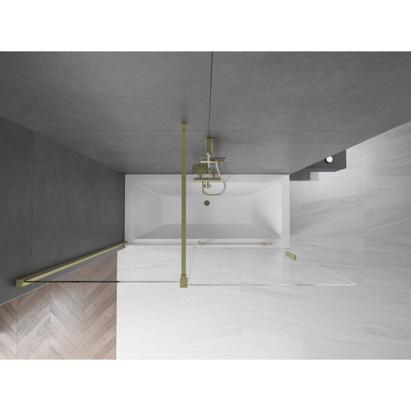 Mexen Velar 2-wing sliding bathtub screen 160 x 150 cm, transparent, gold brushed - 896-160-000-01-55