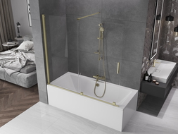 Mexen Velar 2-panel sliding bath screen 170 x 150 cm, transparent, brushed gold - 896-170-000-01-55