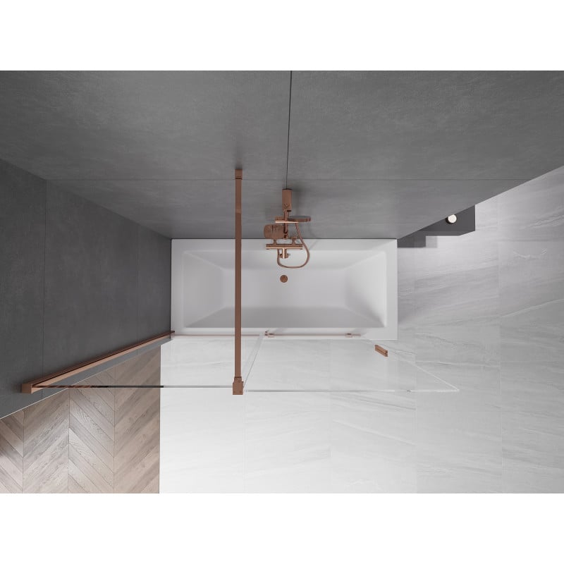 Mexen Velar 2-panel Sliding Bath Screen 150 x 150 cm, Transparent, Rose Gold - 896-150-000-01-60