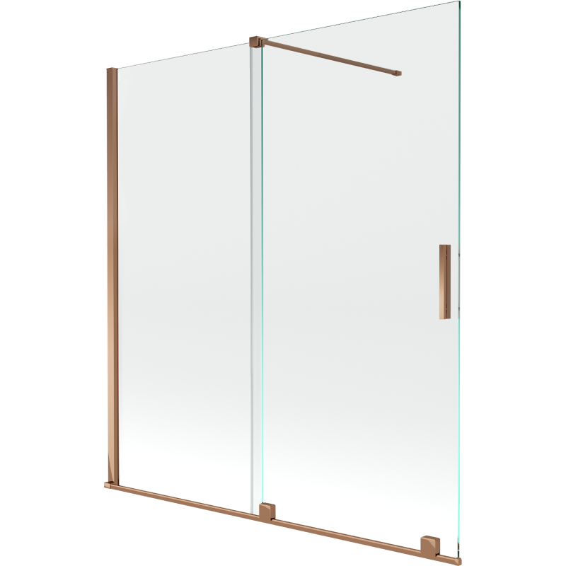 Mexen Velar 2-panel Sliding Bath Screen 150 x 150 cm, Transparent, Rose Gold - 896-150-000-01-60