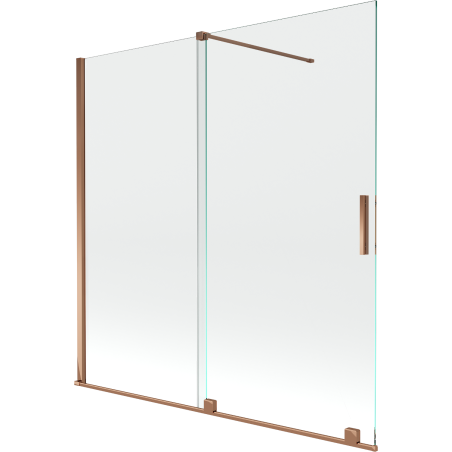 Mexen Velar 2-wing bathtub screen Sliding 160 x 150 cm, transparent, Rose gold - 896-160-000-01-60