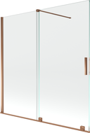 Mexen Velar 2-wing bathtub screen Sliding 160 x 150 cm, transparent, Rose gold - 896-160-000-01-60