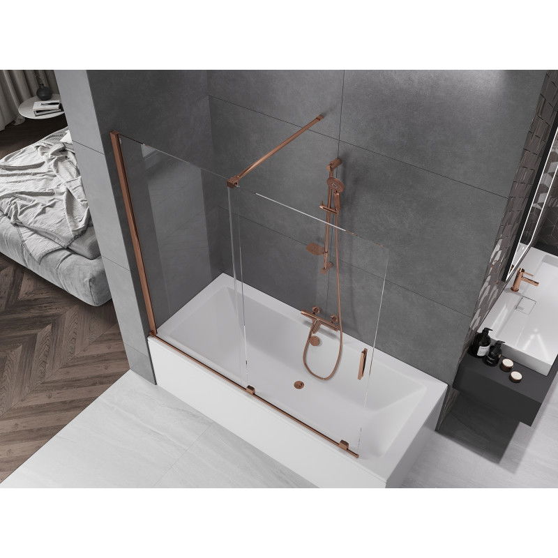 Mexen Velar 2-panel sliding shower screen 160 x 150 cm, transparent, rose gold - 896-160-000-01-60