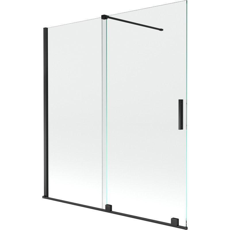 Mexen Velar folding bathtub screen, 2-wing sliding, 150 x 150 cm, transparent, black - 896-150-000-01-70