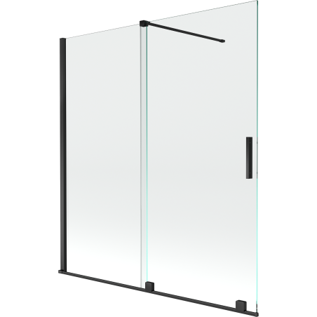 Mexen Velar folding bathtub screen, 2-wing sliding, 150 x 150 cm, transparent, black - 896-150-000-01-70