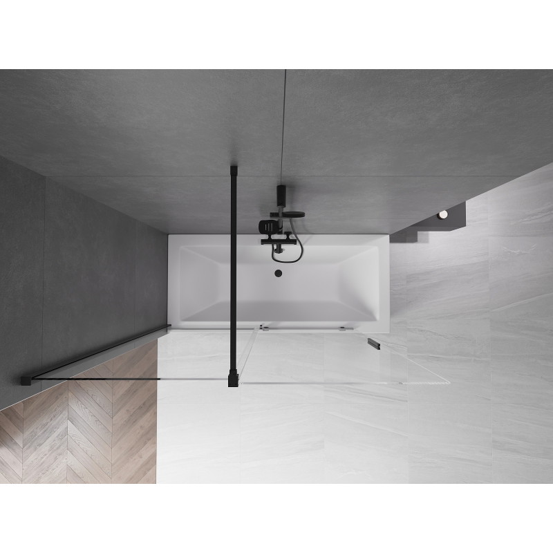 Mexen Velar folding bathtub screen, 2-wing sliding, 150 x 150 cm, transparent, black - 896-150-000-01-70