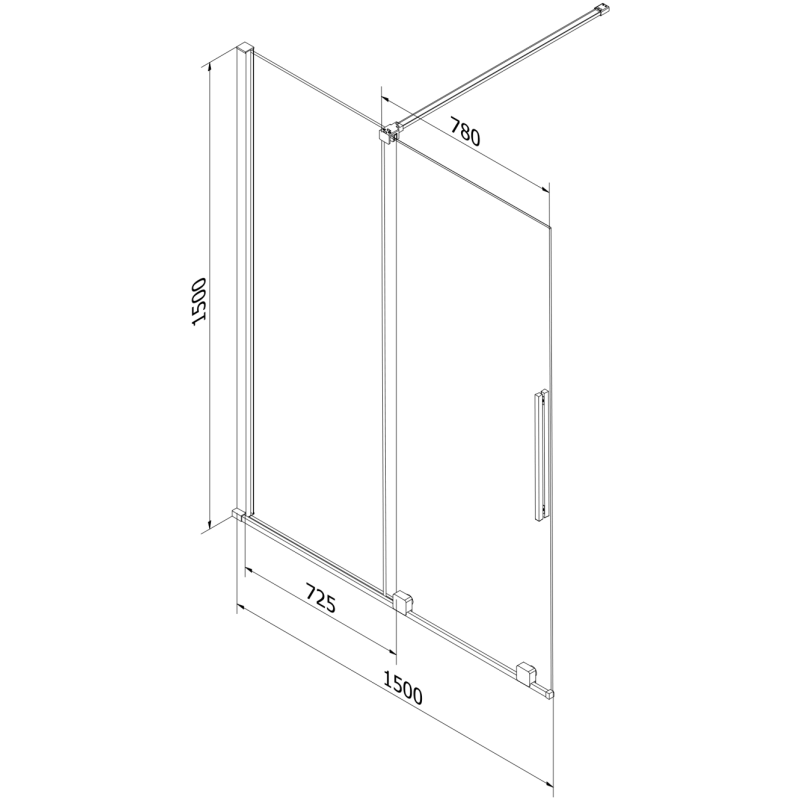 Mexen Velar 2-panel sliding shower screen 150 x 150 cm, transparent, black - 896-150-000-01-70