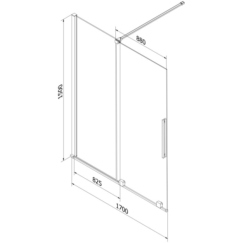 Mexen Velar 2-panel sliding bathtub screen 170 x 150 cm, transparent, black - 896-170-000-01-70