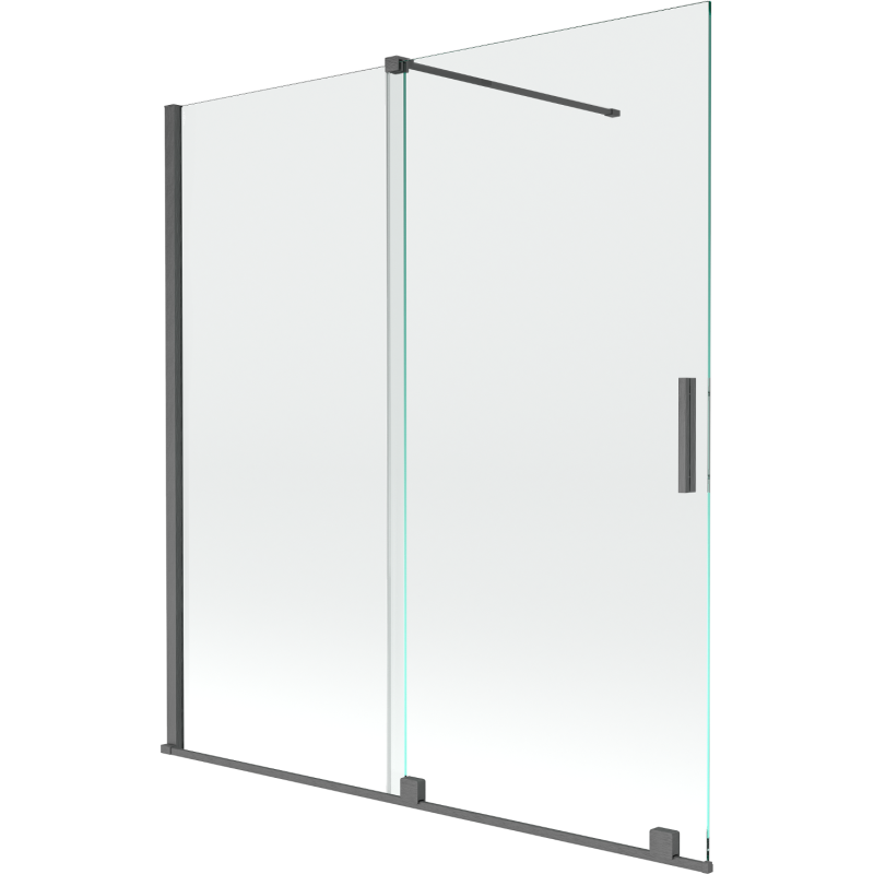 Mexen Velar 2-wing sliding bath screen 150 x 150 cm, transparent, brushed gun gray - 896-150-000-01-66