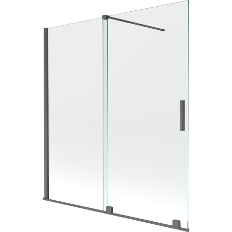 Mexen Velar 2-wing sliding bath screen 150 x 150 cm, transparent, brushed gun gray - 896-150-000-01-66