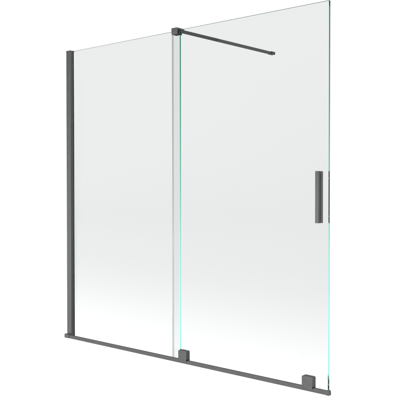 Mexen Velar 2-wing bathtub screen Sliding 150 x 160 cm, transparent, brushed gun gray - 896-160-000-01-66