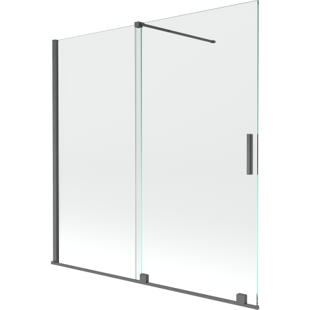 Mexen Velar 2-wing bathtub screen Sliding 150 x 160 cm, transparent, brushed gun gray - 896-160-000-01-66