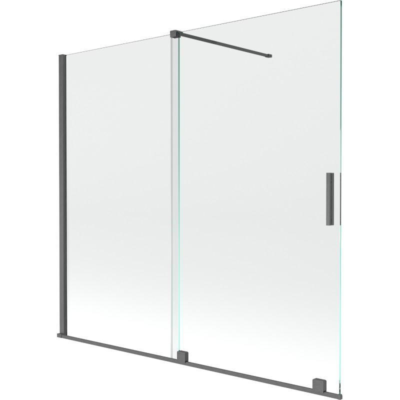 Mexen Velar 2-Panel Sliding Bathtub Screen 170 x 160 cm, Transparent, Brushed Gun Gray - 896-170-000-01-66