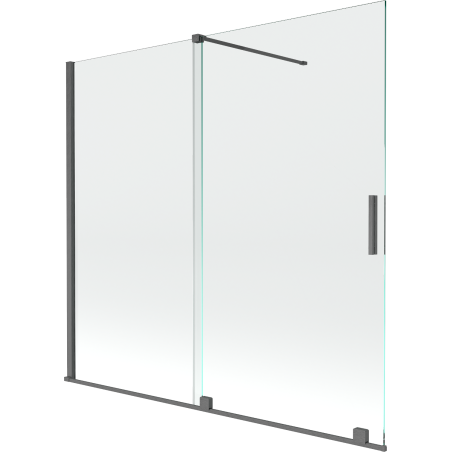 Mexen Velar 2-Panel Sliding Bathtub Screen 170 x 160 cm, Transparent, Brushed Gun Gray - 896-170-000-01-66