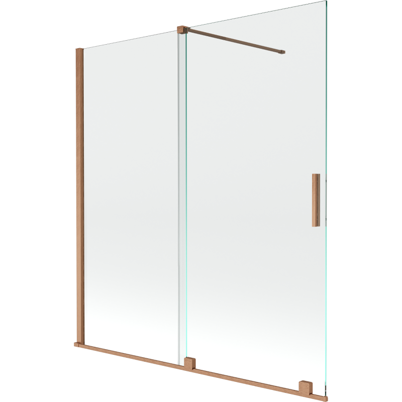 Mexen Velar 2-wing bathtub screen Sliding 150 x 150 cm, transparent, brushed copper - 896-150-000-01-65
