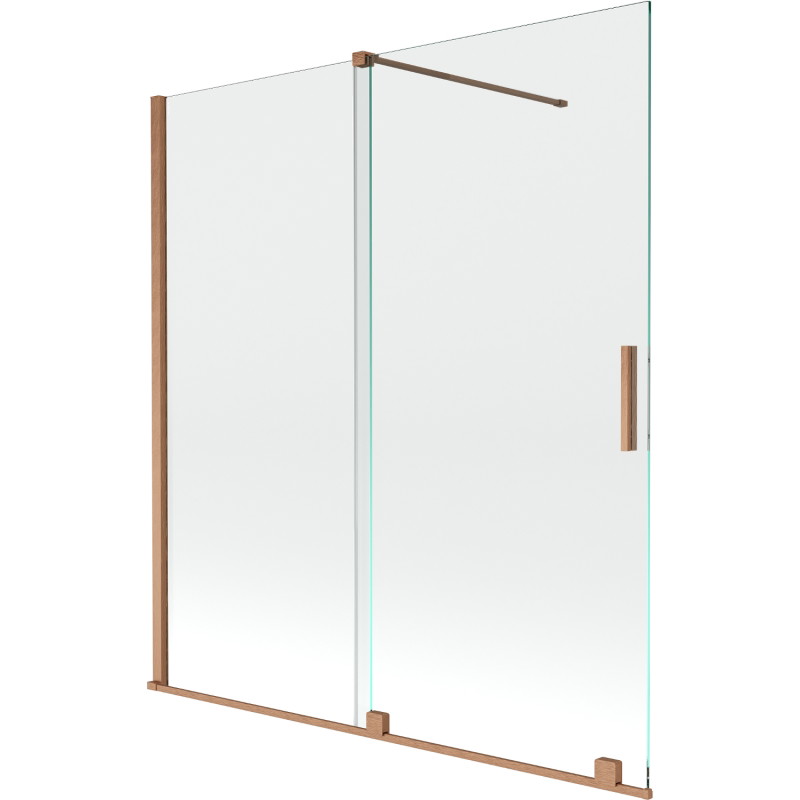 Mexen Velar bathtub screen, 2-panel sliding 150 x 150 cm, transparent, brushed copper - 896-150-000-01-65