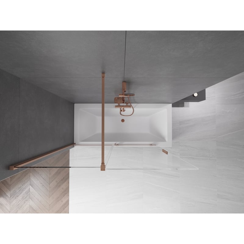 Mexen Velar bathtub screen, 2-panel sliding 150 x 150 cm, transparent, brushed copper - 896-150-000-01-65