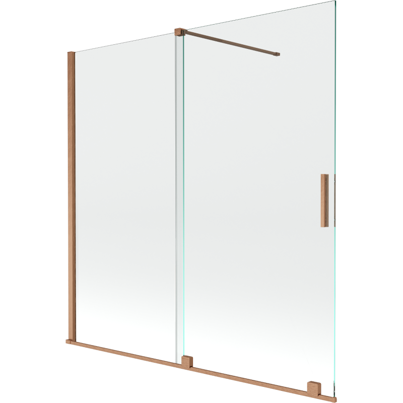 Mexen Velar 2-panel sliding bath screen 160 x 150 cm, transparent, brushed copper - 896-160-000-01-65