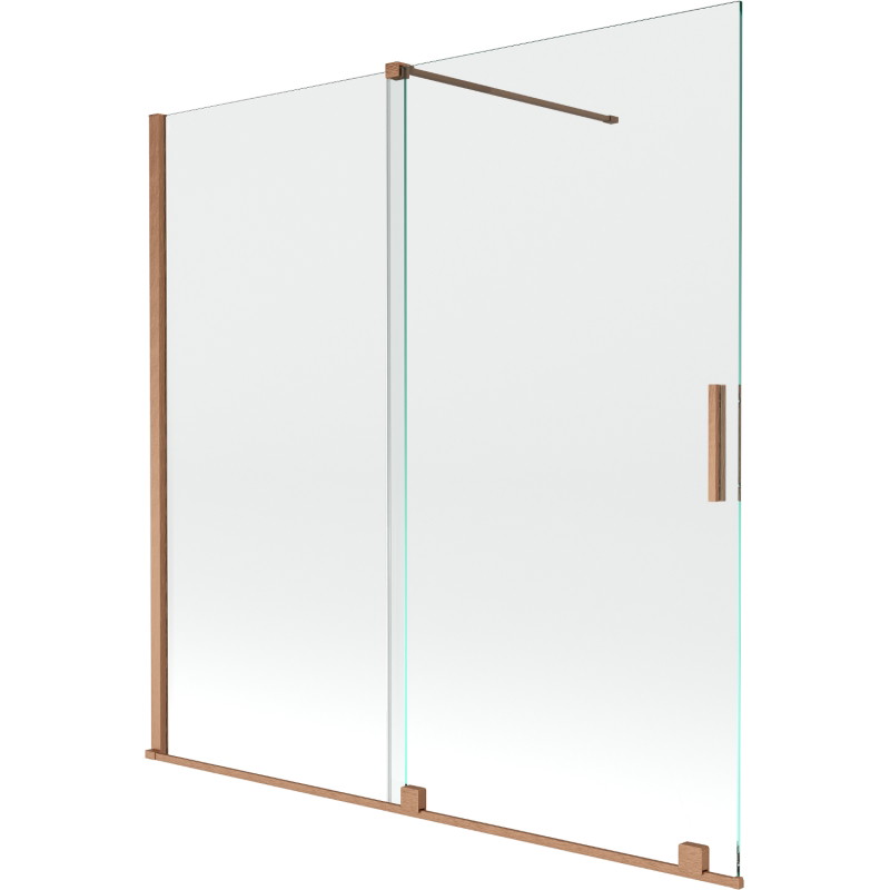 Mexen Velar 2-wing sliding bathtub screen 160 x 150 cm, transparent, brushed copper - 896-160-000-01-65
