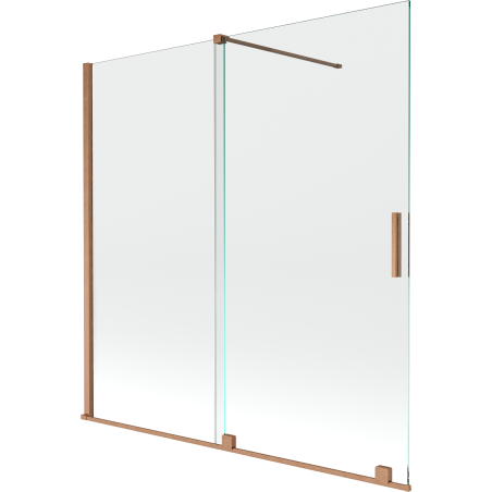 Mexen Velar 2-panel sliding bath screen 160 x 150 cm, transparent, brushed copper - 896-160-000-01-65