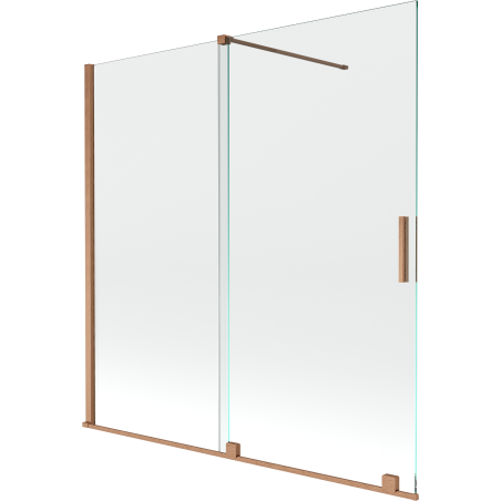 Mexen Velar 2-wing sliding bathtub screen 160 x 150 cm, transparent, brushed copper - 896-160-000-01-65