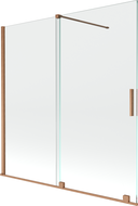 Mexen Velar 2-wing bathtub screen Sliding 160 x 150 cm, transparent, brushed copper - 896-160-000-01-65